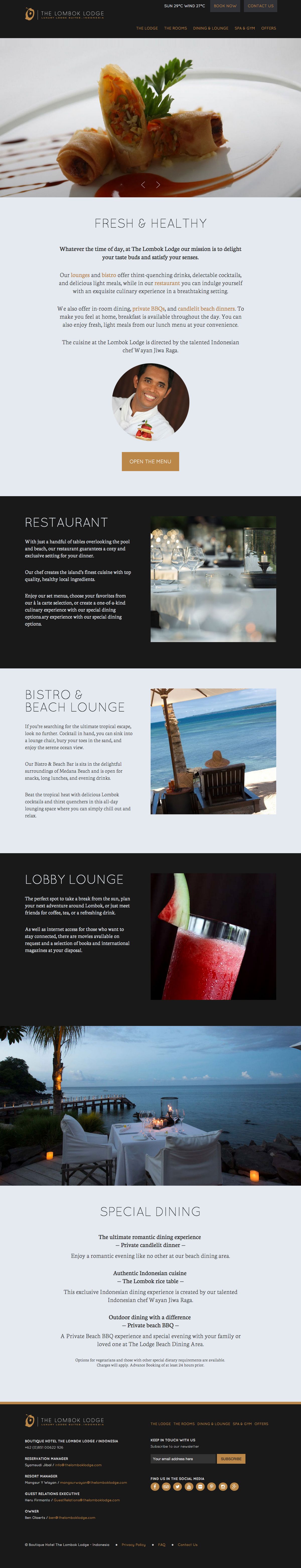 Lombok Lodge website screenshot