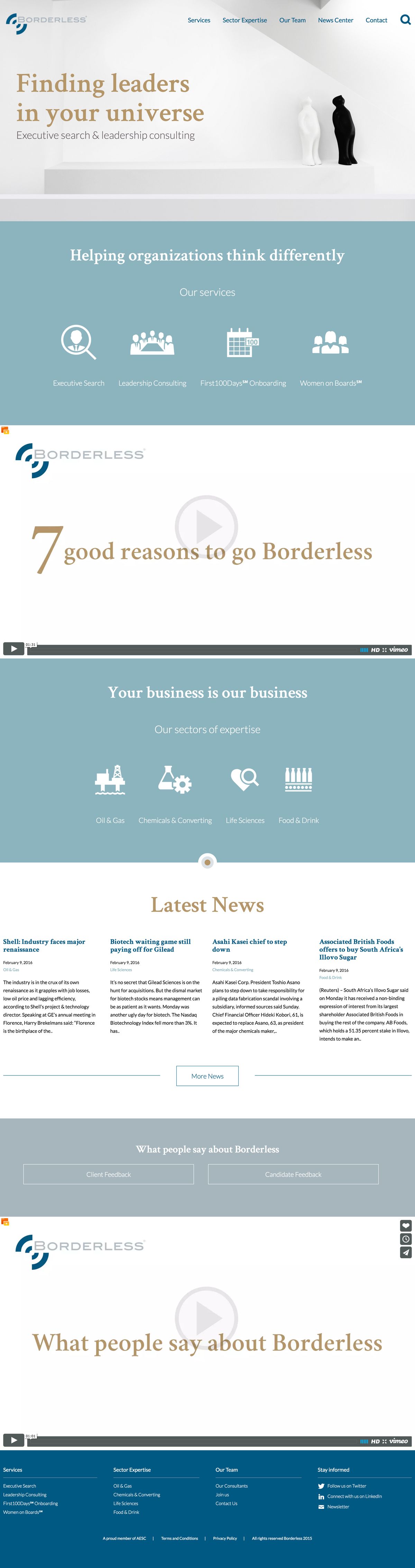 Borderless website screenshot