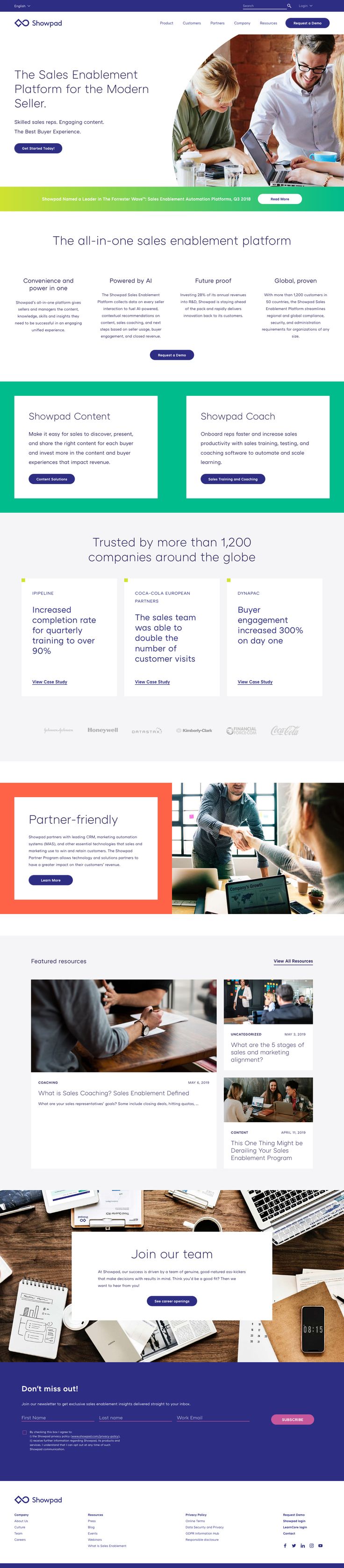 Showpad website screenshot